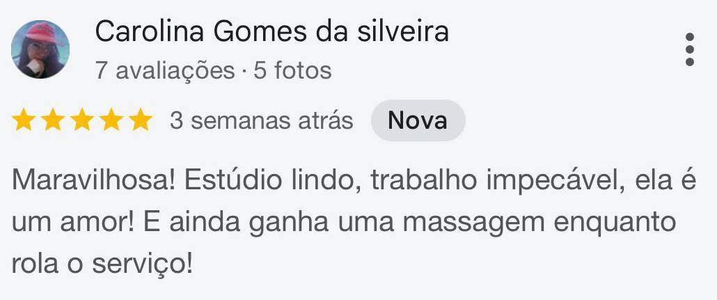 Avaliação da cliente Carolina Gomes
